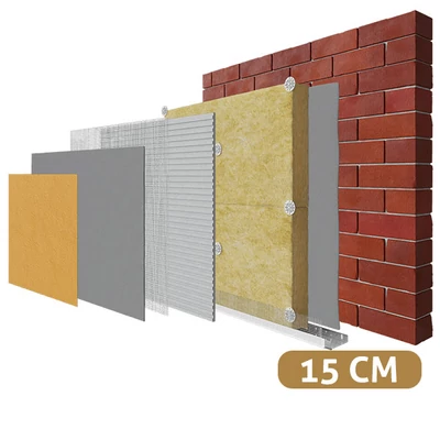 Kőzetgyapot 15 cm-es hőszigetelő rendszer + Fit Bronze vakolat