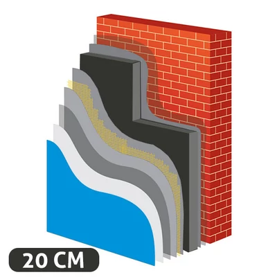Grafitos 20 cm-es hőszigetelő rendszer - Fit Bronze vakolattal