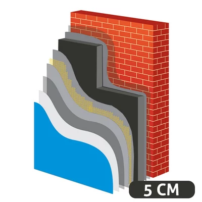 Grafitos 5 cm-es hőszigetelő rendszer - Fit Bronze vakolattal